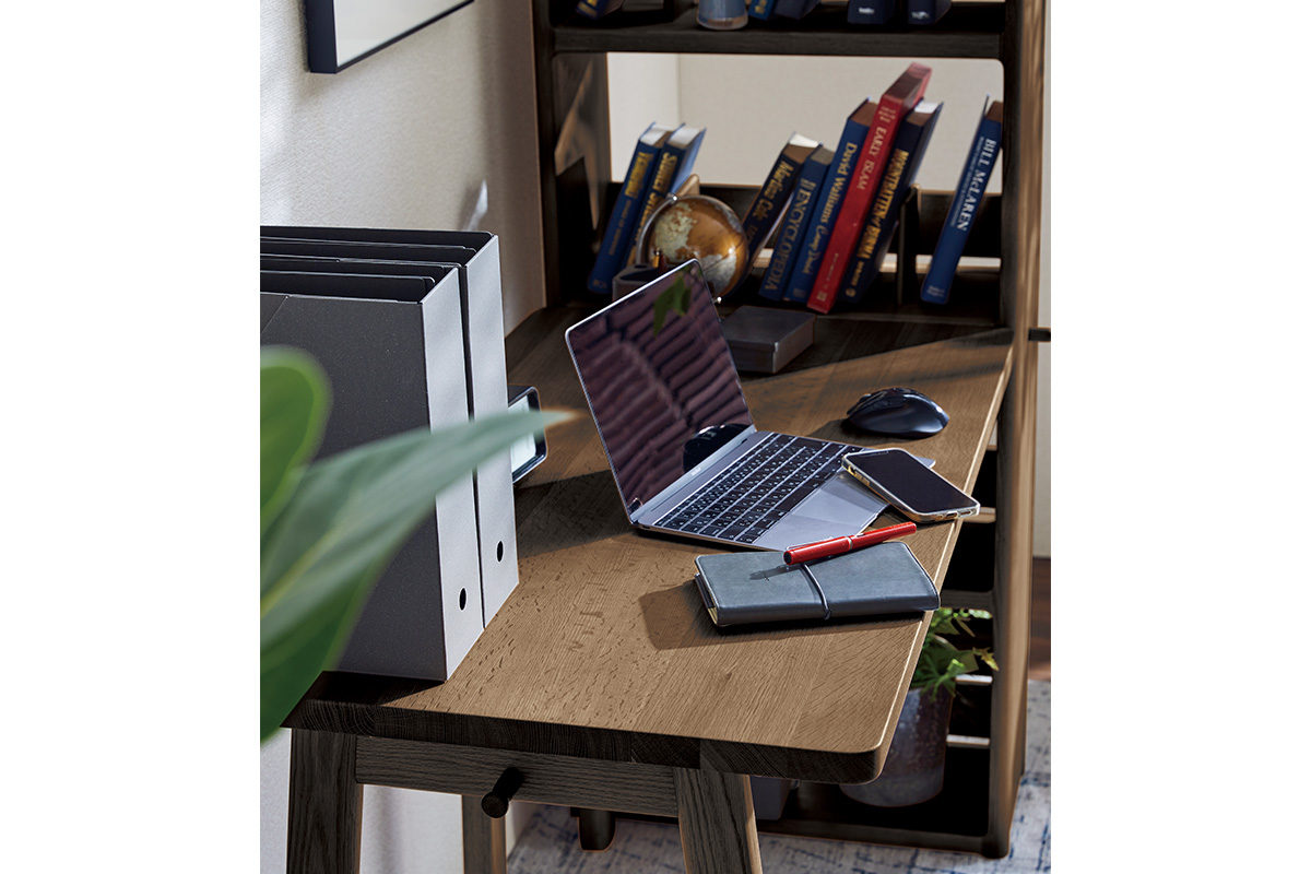 ★HAMAMOTO 浜本工芸★No.6000 デスク 幅100cm【鍵欠品】★ナラ無垢 ブラウン 片袖 パソコンデスク 学習机 勉強机★410h16