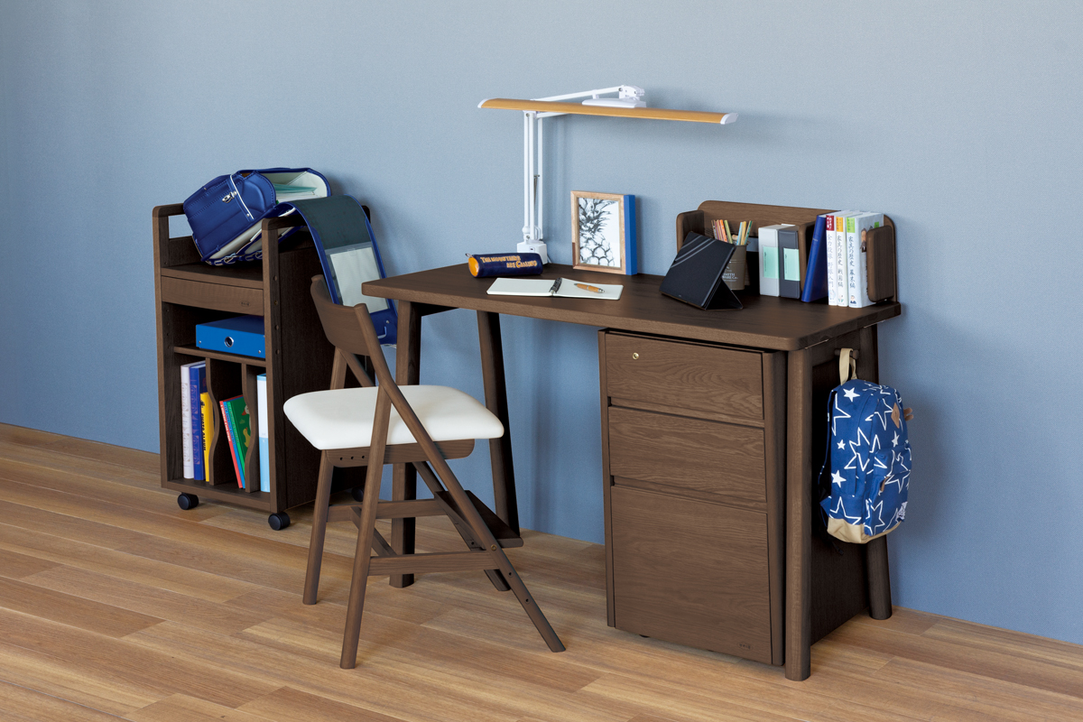 ★HAMAMOTO 浜本工芸★No.6000 デスク 幅100cm【鍵欠品】★ナラ無垢 ブラウン 片袖 パソコンデスク 学習机 勉強机★410h16