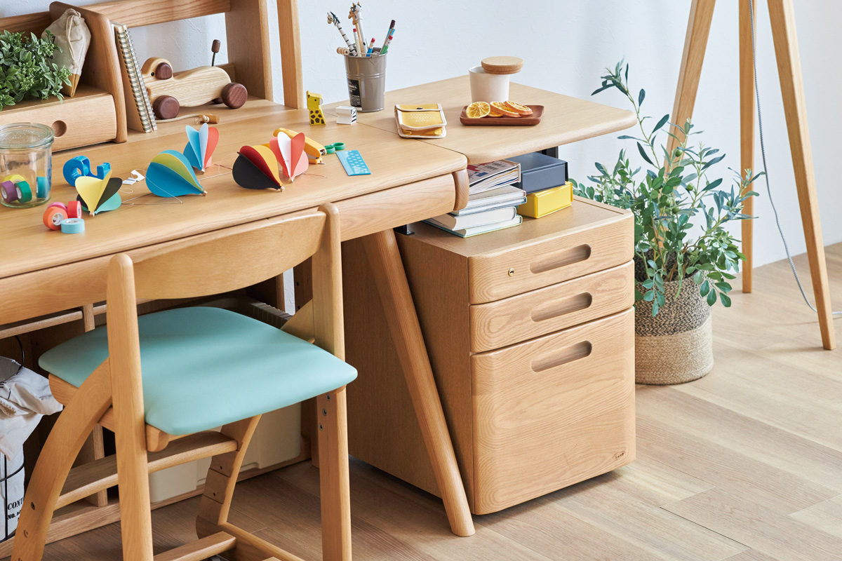 浜本工芸 袖机 国産 浜本工芸 学習デスク昇降式 袖机２セット ① ③浜本工芸　袖机